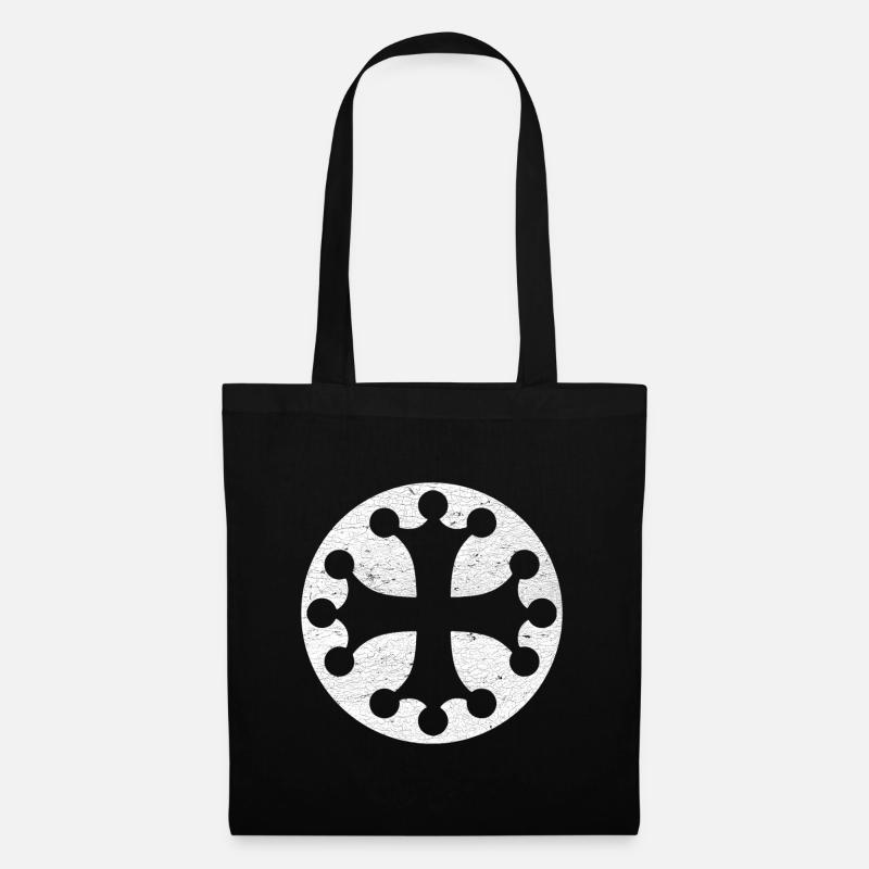Croix occitane dans cercle blanc - Sac en tissu - noir