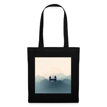 Sailing boat in minimalist ocean - Tote Bag - black - Front