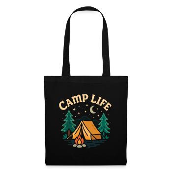 Evening tented camp with starry sky - Tote Bag - black - Front