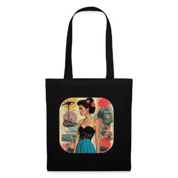 Collage rétro Vintage T Shirt - Sac en tissu - noir - Devant
