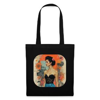 T-shirt rétro classique de style vintage - Sac en tissu - noir - Devant