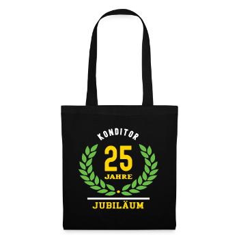 Konditor Jubiläum 25 Jahre 25 jähriges Jubilaeum - Stoffbeutel - Schwarz - Vorne
