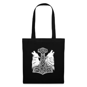 Norse Wolf Thor Hammer Viking - Tote Bag - black - Front