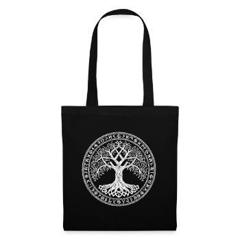 Baum des Lebens Symbol Runen Wikinger - Stoffbeutel - Schwarz - Vorne