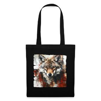 Conception artistique expressive de portrait de loup - Sac en tissu - noir - Devant