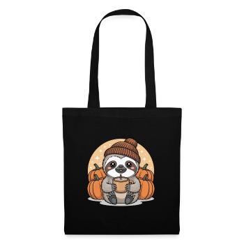 Sweet sloth with pumpkins and hot drink - Tote Bag - black - Front