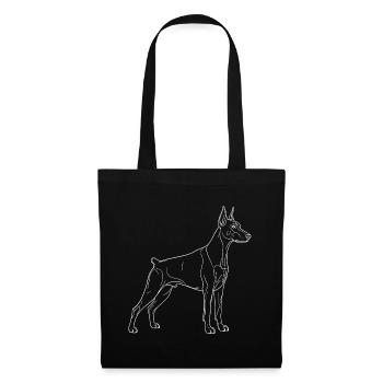 Dessin linéaire Doberman – Motif chien minimaliste - Sac en tissu - noir - Devant