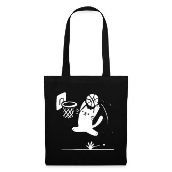 Chat de basket-ball - Sac en tissu - noir - Devant