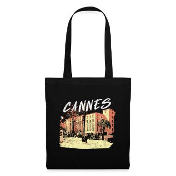 ancien palais des festivals de Cannes avec palmier - Sac en tissu - noir - Devant