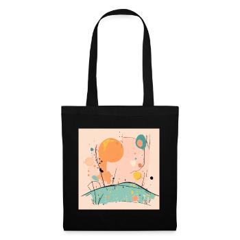 Abstract sun and landscape illustration - Tote Bag - black - Front