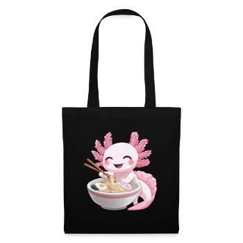 Kawaii Anime Axolotl Ramen Nudeln - Stoffbeutel - Schwarz - Vorne