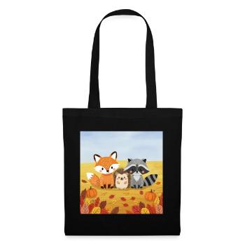 Trio d’animaux de la forêt automnale - Sac en tissu - noir - Devant
