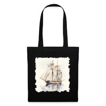 Segelschiff Aquarell Vintage - Stoffbeutel - Schwarz - Vorne