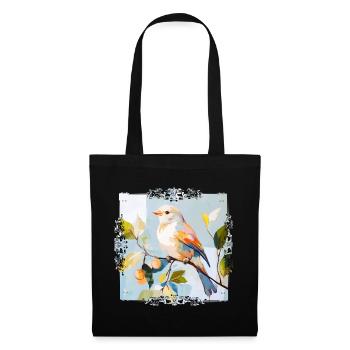 Bunter Vogel im Aquarellstil - Stoffbeutel - Schwarz - Vorne