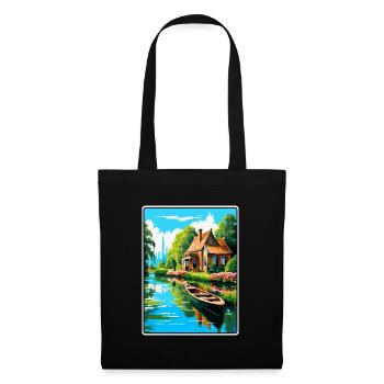 Giethoorn Riverside Cottage in Summer Bloom - Tote Bag - black - Front