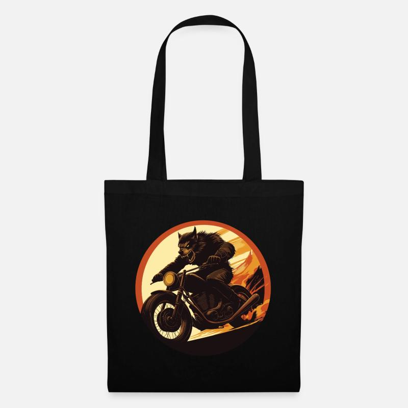 Werewolf Motorcycle Flame Circle - Tote Bag - black