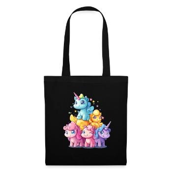 Pastel Unicorn Stacking Spell Unicorn Family - Tote Bag - black - Front