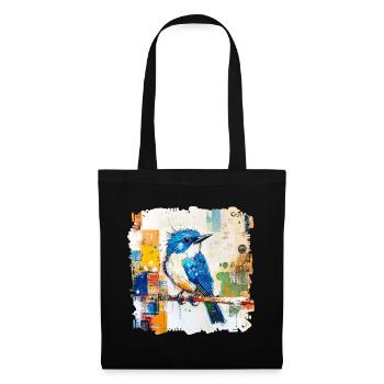Blue Bird in Color Block Abstract - Tote Bag - black - Front
