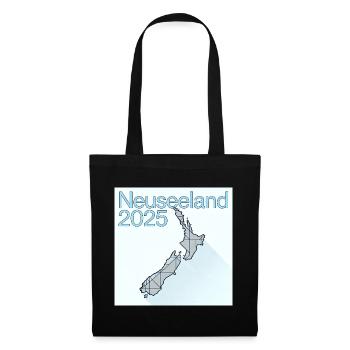 Neuseeland 2025 Geometrische Karte - Stoffbeutel - Schwarz - Vorne