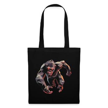Gorilla im Low Poly Stil - Stoffbeutel - Schwarz - Vorne