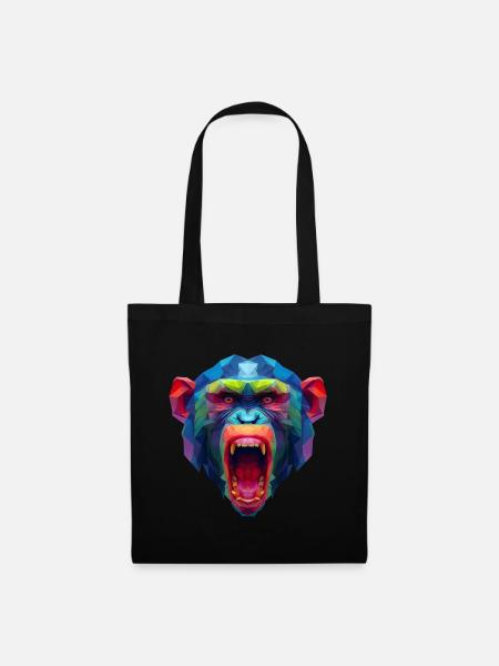 Colorful polygon monkey head - Tote Bag - black