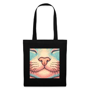 Retro Katzennase – Bunte Schnurrhaare Illustration - Stoffbeutel - Schwarz - Vorne