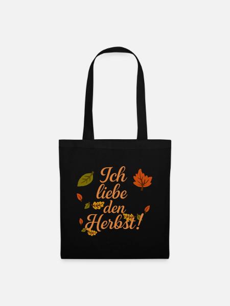 Ich liebe den Herbst - Stoffbeutel - Schwarz