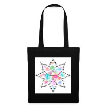 Mandala Fleur pastel Aquarelle - Sac en tissu - noir - Devant