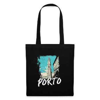 Tour des Clérigos Porto illustration artistique - Sac en tissu - noir - Devant