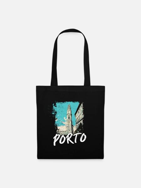 Tour durch die Clérigos Porto Kunstillustration - Stoffbeutel - Schwarz