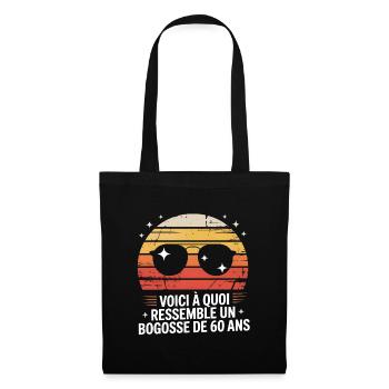 Bogosse 60 Jahre Retro Sonne - Stoffbeutel - Schwarz - Vorne