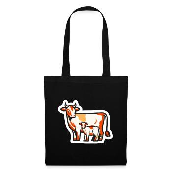Cow with Calf – Farm Love in Comic Style - Tote Bag - black - Front