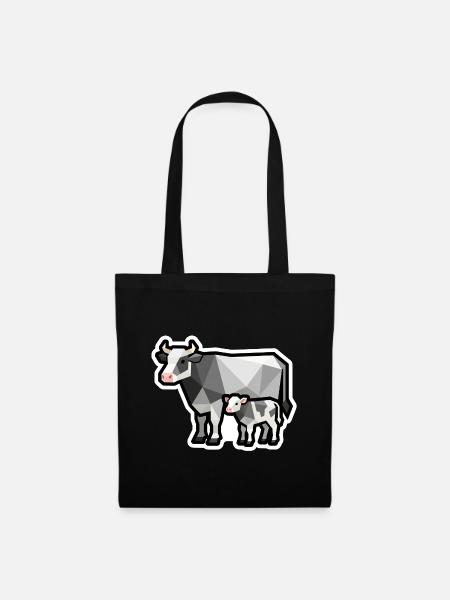 Kuh und Kalb – Geometrisches Minimaldesign - Stoffbeutel - Schwarz