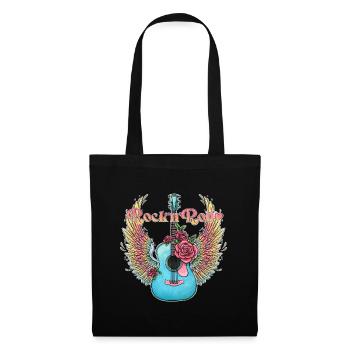 Guitare Bleue Ailes Roses Rock’n’Roll - Sac en tissu - noir - Devant