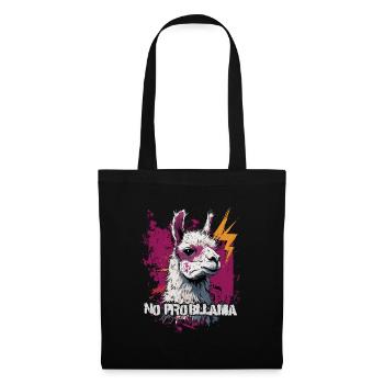 Cooles Lama Alpaka - Stoffbeutel - Schwarz - Vorne