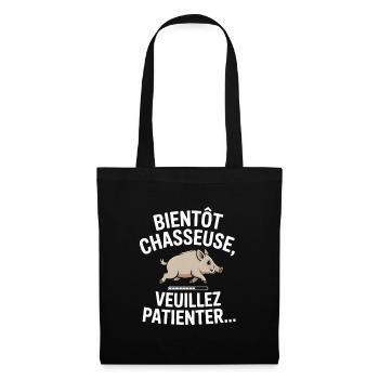 Bientôt chasseuse veuillez patienter - Sac en tissu - noir - Devant