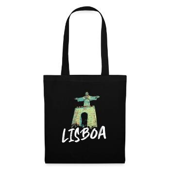 Christ-Roi Lisbonne et Tage illustration bleue - Sac en tissu - noir - Devant