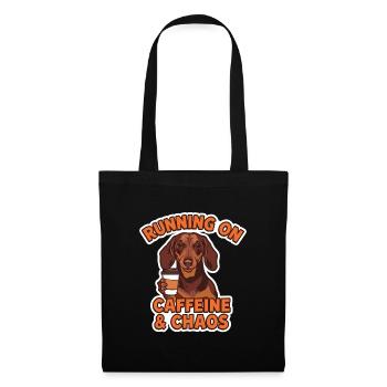 Dachshund Running On Caffeine & Chaos Retro - Tote Bag - black - Front