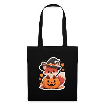 Cute Halloween Fox in Pumpkin with Witch Hat - Tote Bag - black - Front