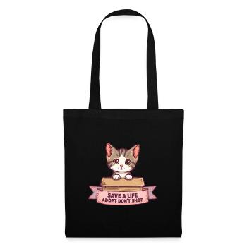 Cute Cat Adopt Don't Shop Design - Tote Bag - black - Front