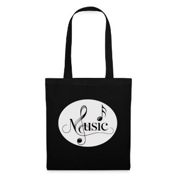 Police musicale avec ornement musical - Sac en tissu - noir - Devant