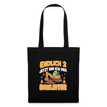 Kids 2nd Birthday Boy Excavator Construction Work - Tote Bag - black - Front