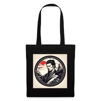 Samurai in circle frame sunset - Tote Bag - black - Front