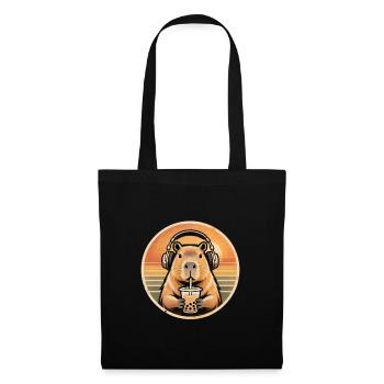 Mignon Capybara Bubble Tea Kawaii Animal Gift - Sac en tissu - noir - Devant