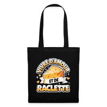 Live On Love And Raclette Lustiges Geschenk - Stoffbeutel - Schwarz - Vorne