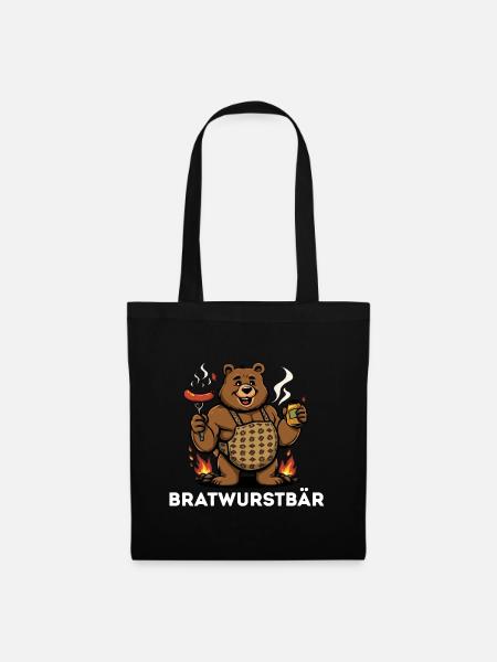 Bratwurstbär Grillfest Geschenk Geschenkidee  - Stoffbeutel - Schwarz