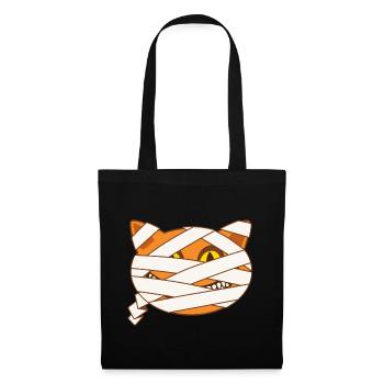 Cat Mummy Halloween Drawing Funny and Scary Comics - Tote Bag - black - Front