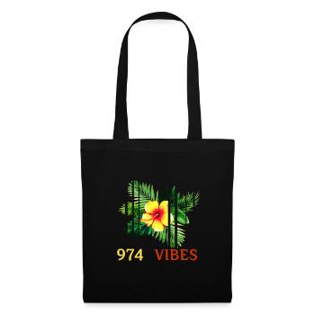 Tropischer Hibiskus 974 Vibes - Stoffbeutel - Schwarz - Vorne
