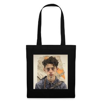 Portrait de cheveux ébouriffés en patchwork - Sac en tissu - noir - Devant