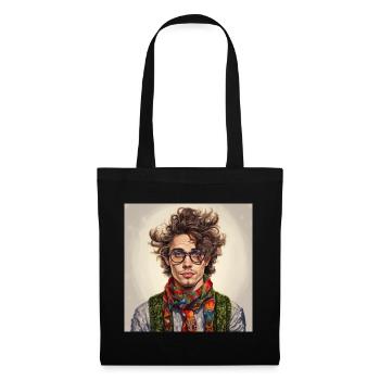 Portrait foulard coloré - Sac en tissu - noir - Devant